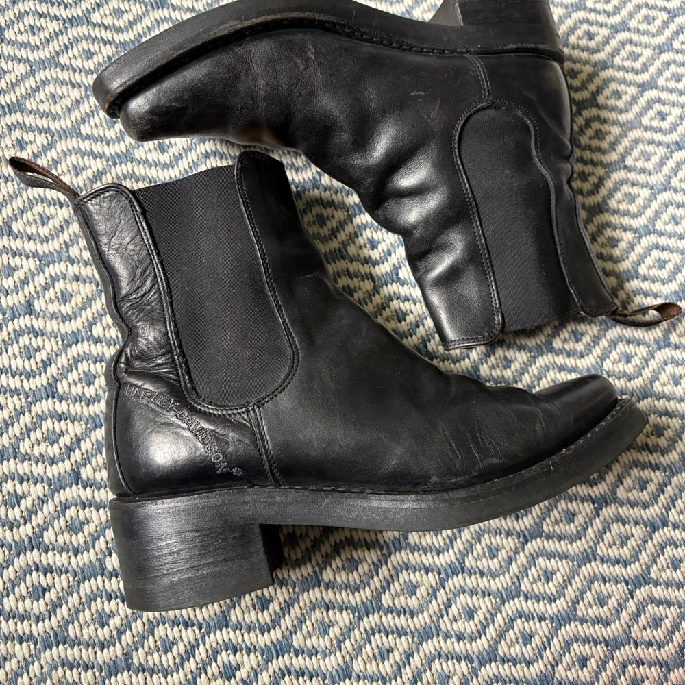 Harley-Davidson Black Leather Chelsea Ankle Boots
